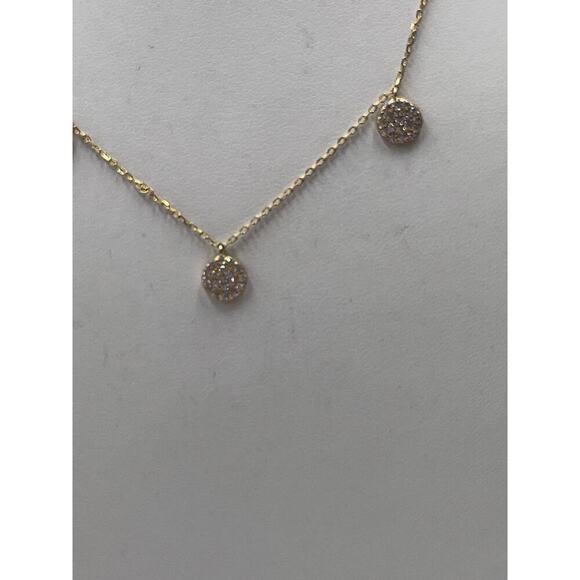 Cubic Zirconia Sterling Silver Vermeil Cluster Disc Dangle Statement Necklace - Picture 4 of 15